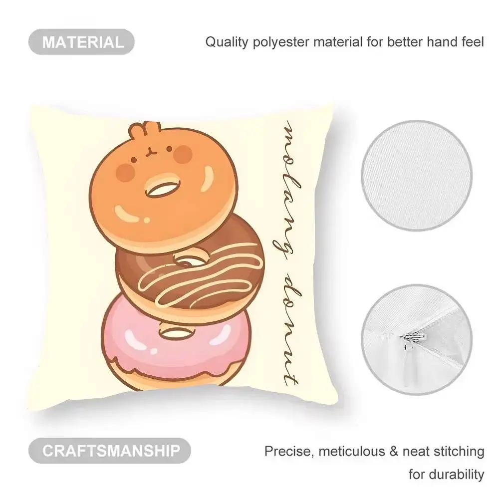 Cartoon D-Donuts Pillow Case  Anti-dustmite Pillowcase Invisible Zipper Silky Short Plush Sofa Cushion Cover