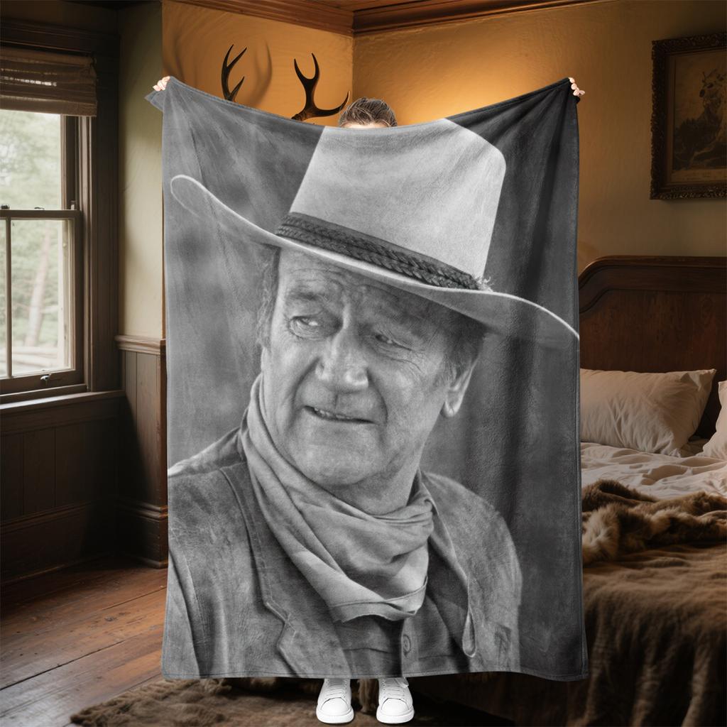 1pc John Wayne Retro Black and White Poster blanket, al season lightweigh Poster blanket home office outdoor nap multifunc Poster blanketional blanket