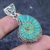 Ammonite Fossil Gemstone Handmade 925 Sterling Silver Jewelry Pendant 1.81" n6T63