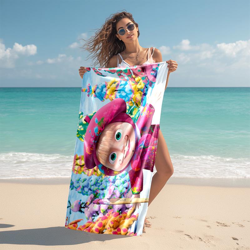 Fairy Tale Cute Cartoon Masha and the Bear Beach Towel, Outdoor Camping Beach Towel for Vacation Swimming, Outdoor Pool, Absorbent Bath Towel, H8