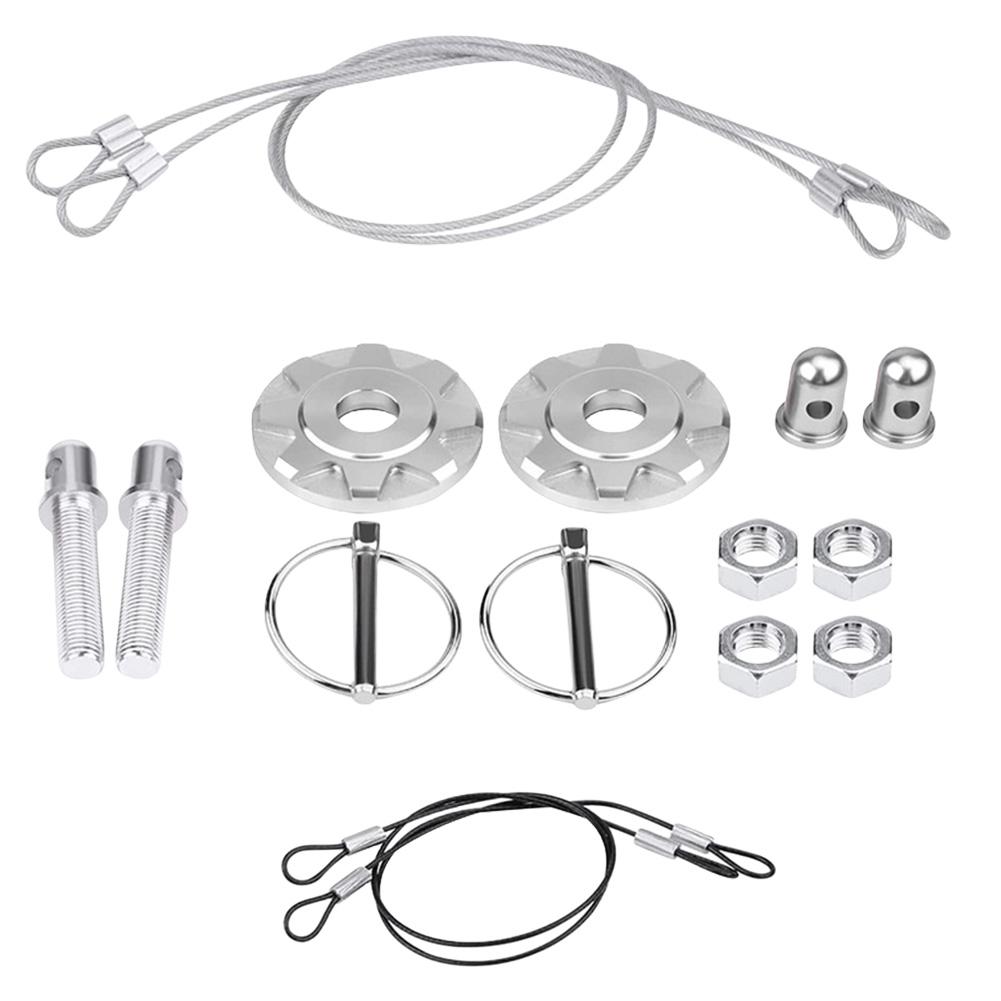 Car Bonnet Aluminum Lock Latch Kit Universal Mount Bonnet Hood Pin Lock Latch Kit Car Hood Latch Pin Kit Car Accessories