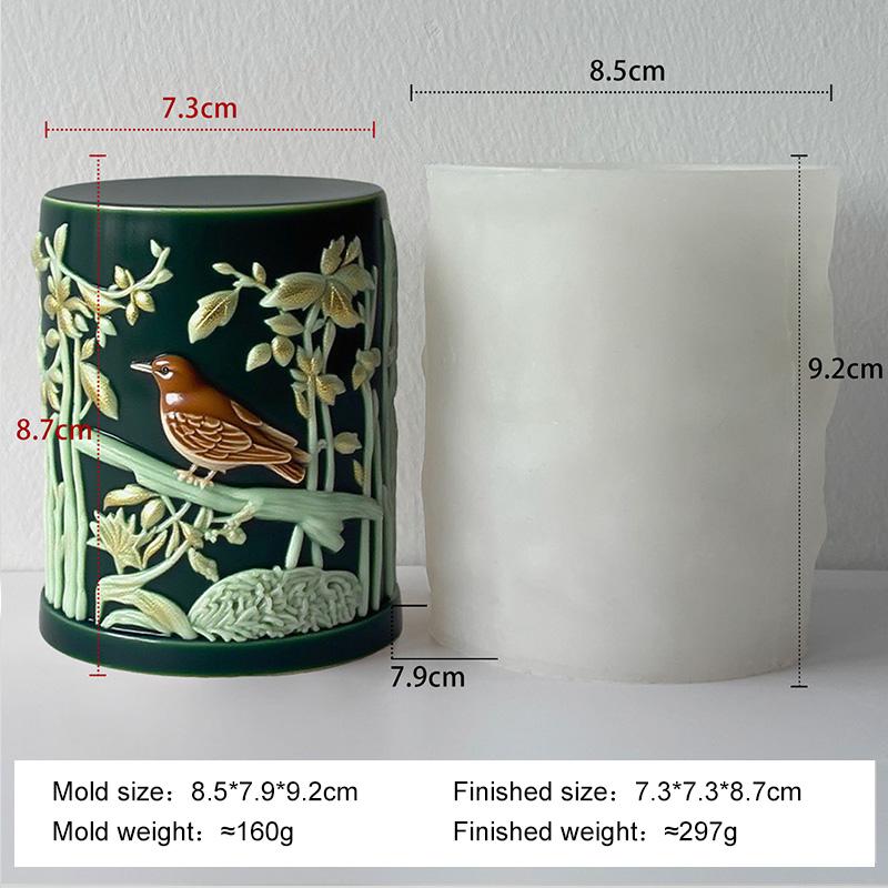 

Handmade Gift Cylinder Aroma Candle Silicone Mold Relief Birdy Pillar Gypsum Resin Mould DIY Bird Form Candle Candle Making
