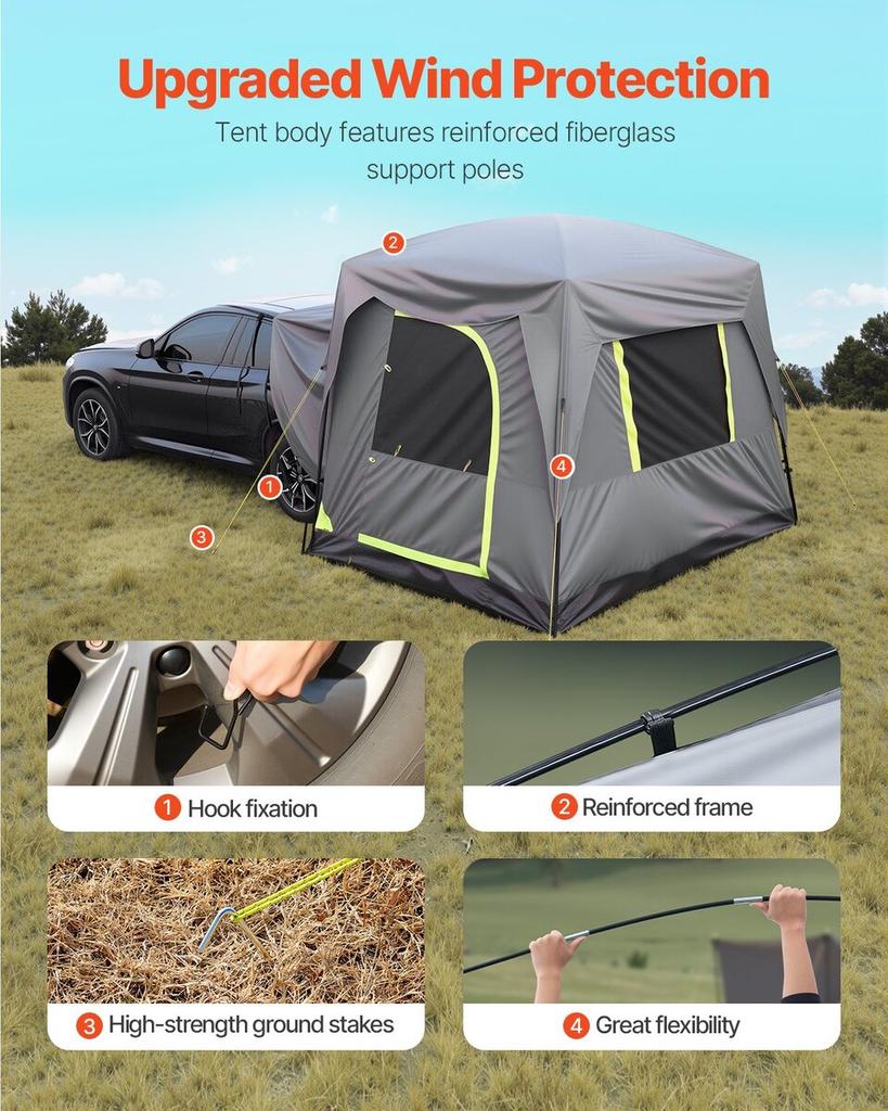 SUV Camping Tent Outdoor SUV Tent with Rainfly Waterproof for 5-8 Person