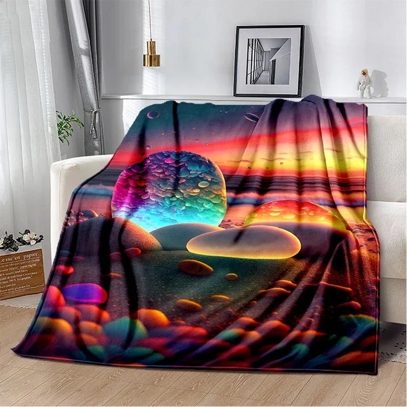 Weiche Bunte Kieselsteinweg Überwurfdecke Naturinspiriertes Design für Zuhause Schlafzimmer Bett Sofa Abdeckung Kinder Neuer Stil