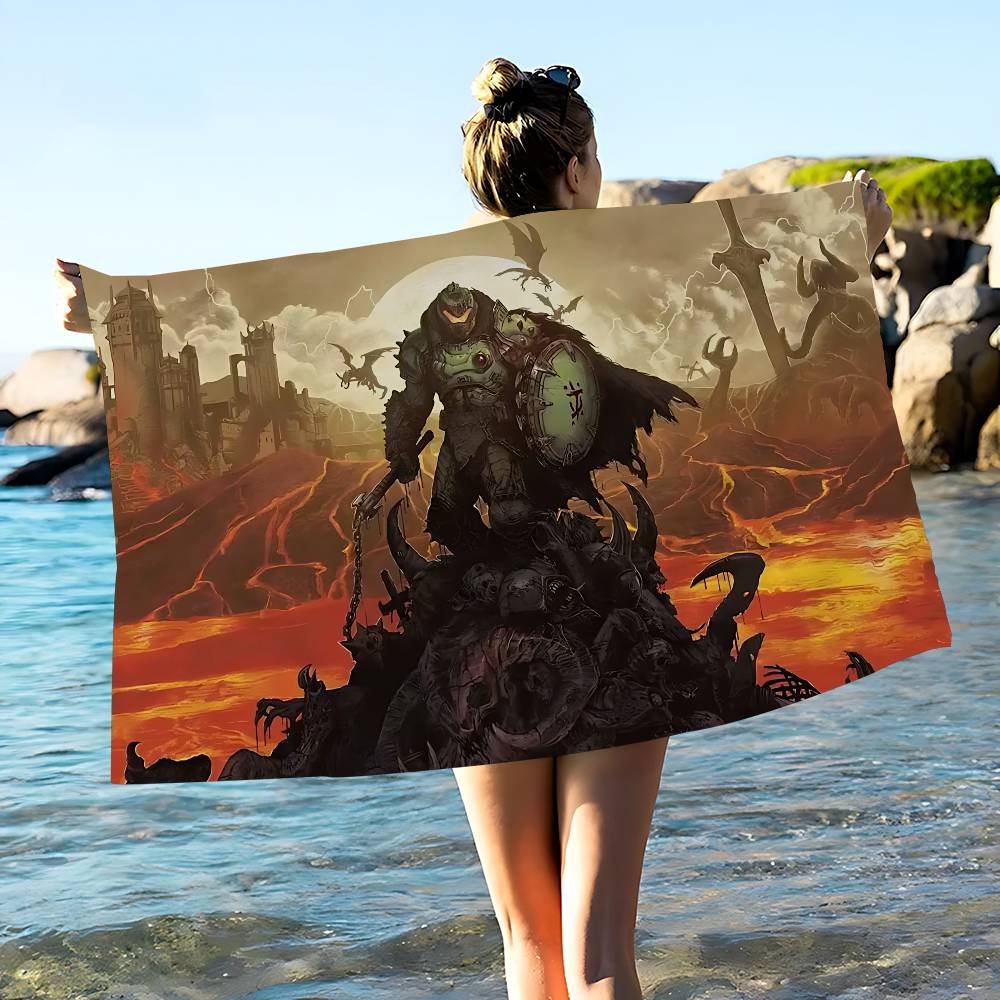 Game D-DoomS E-Eternal Microfiber Printed Beach Towel Mountain Climbing Yoga Beach Swimming Running Absorbent Soft Towel