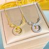 Light Luxury High-end Round Diamond Necklace Ins Wind Smart American Collarbone Chain Exquisite Personality Internet Celebrity Necklace Decoration