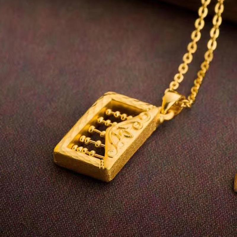 Gold-Plated Brass Abacus Pendant In Vietnamese Sand Gold Huang Style