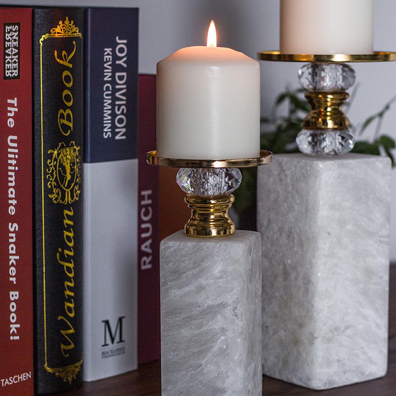 Marble Candle Holder Metallic Gold Candlestick Desktop Accessories Candelabrum Candle Stick Holder Wedding Decorations