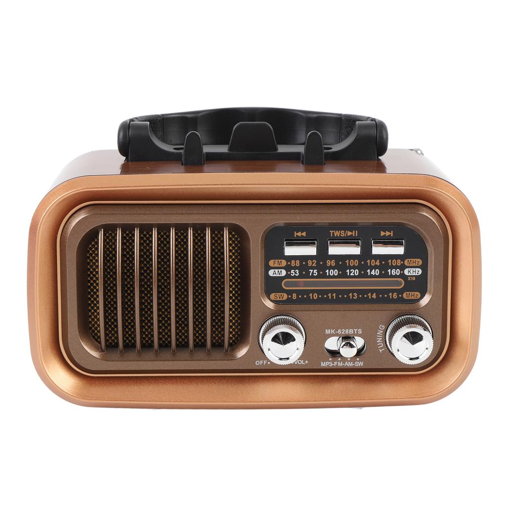 Retro Radio with   Spker Memory Card USB Playback Solar Battery Powered Rechargble Portable AM FM Radio for Outdoor Camping