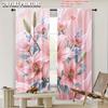 2pcs   2D flat printing Party Curtain Pink Lily Versatile Polyester Fabric  Without Electricity Family Party Decoration for