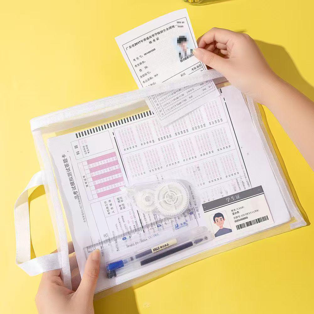 A4 Transparent Mesh File Bag - Exam Pencil Case & Ticket Holder with Zipper