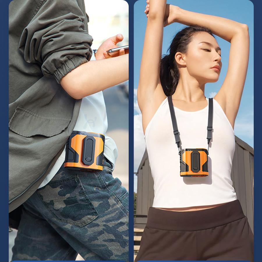 1 Usb Charging Model, Waist/Neck Hanging, Multi-Purpose Small Fan With 10 Levels Of Wind Power And 2 Levels Of Handheld Light Mo