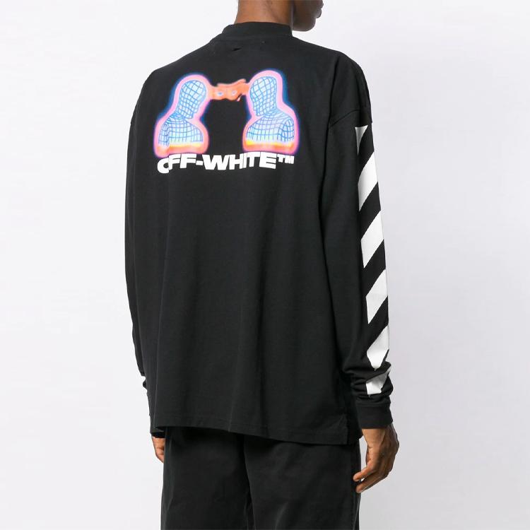 Off-White Printed Long-Sleeve T-Shirt Men Tops Black OMAB032E191850061088