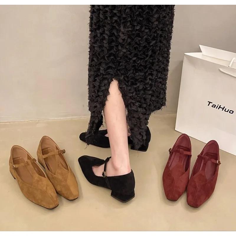 Nové Retro Pohodlné Baleríny Dámské Ležérní Denní Nízký Podpatek Pásek s Přezkou Mary Janes Dámské Lodičky Zapatos De Muje