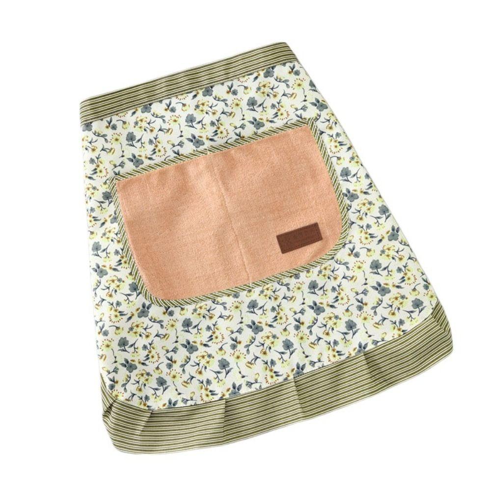 

Прочный фартук с цветочным принтом в корейском стиле, изысканный полиэстеровый полуфартук, устойчивый к пятнам, с карманами, кухонный фартук для готовки зелёный