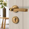 Bedroom Wooden Door Lock, Retro Split American Style Silent Handle Lock