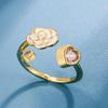 Camellia Heart Open Ring: Elegant Women's Pinky and Index Finger Ring