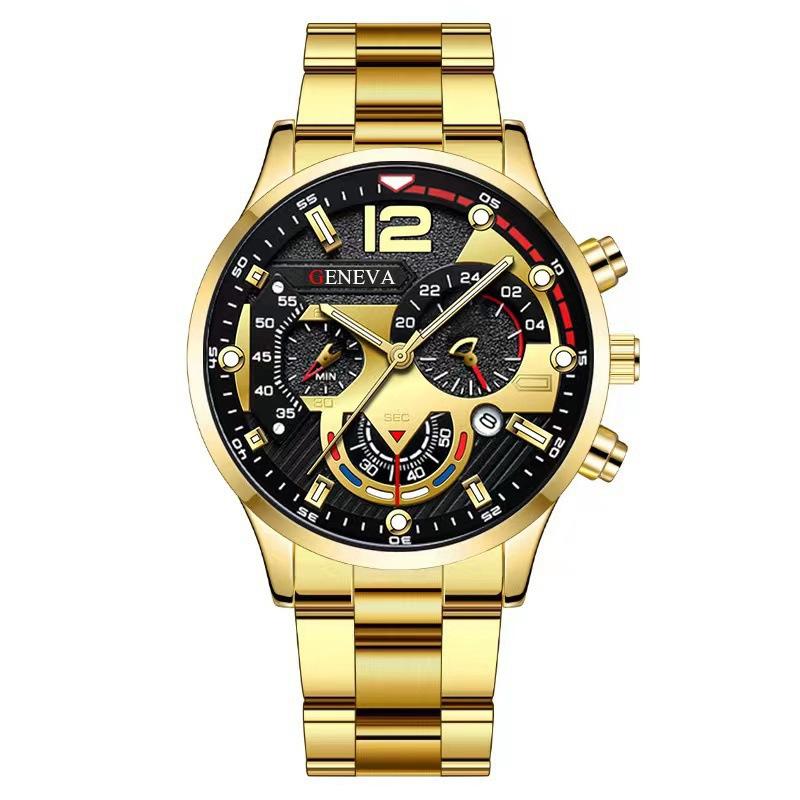 Hot-selling men's steel belt calendar quartz watch, sports luminous pointer quartz watch men's watch