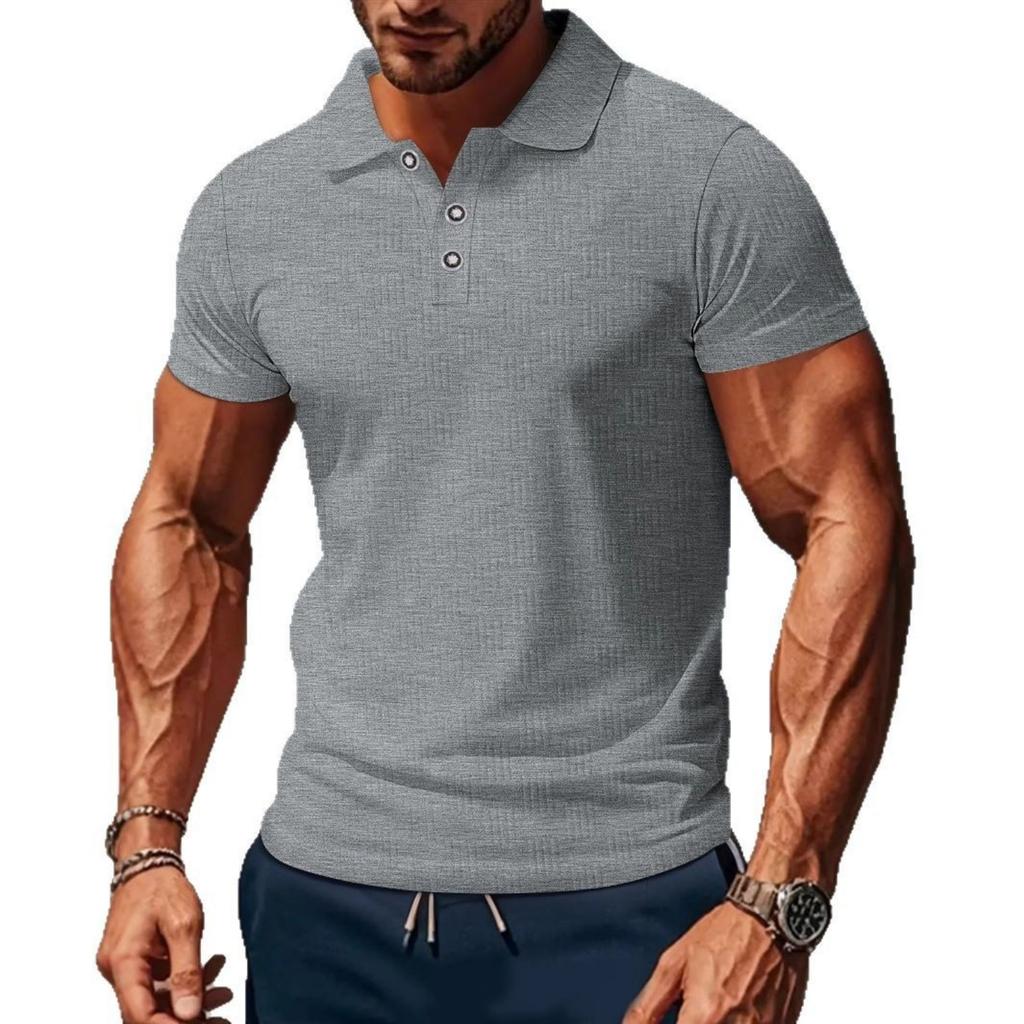 Herren Freizeit Farbe Atmungsaktives Freizeithemd, Herren Revers Schlank Kurzarm Oberteil