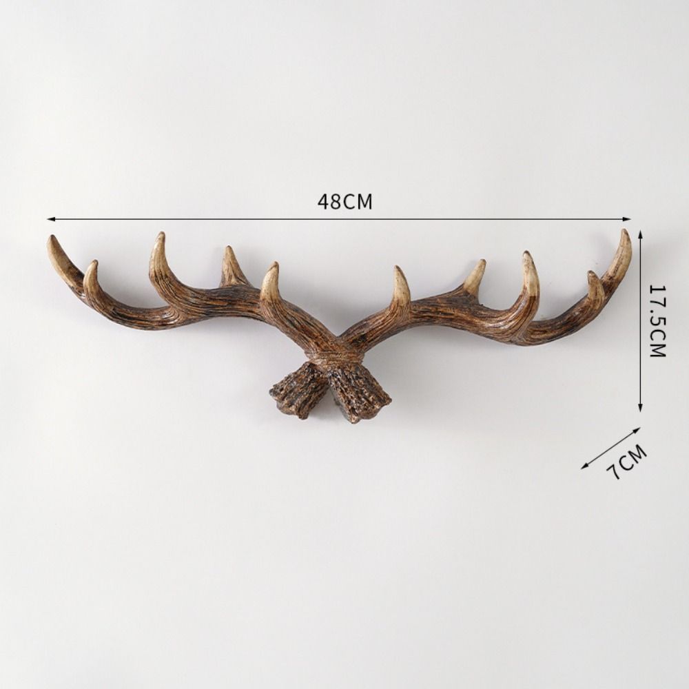Wall Mounted Deer Horn Decorative Hook Resin Wall Keys Holder Craft Antler Statue  Clothes