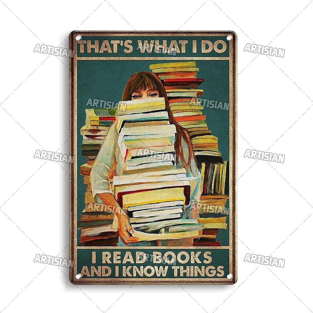 

Мистецький Металевий Знак для Читання Читати Книгу Бляшана Табличка Дівчина Любить Книги Декоративний Постер Настінний Декор Гараж Бар Паб Клуб Готель 20x30cm（7.8x11.8inch）