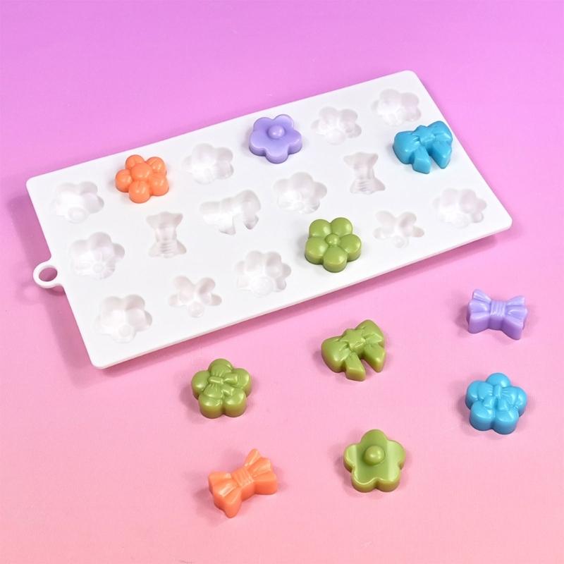 Multipurpose Silicone Baking Molds With 18 Bows Flower Cavities For Making Chocolate Candies And Festival Desserts
