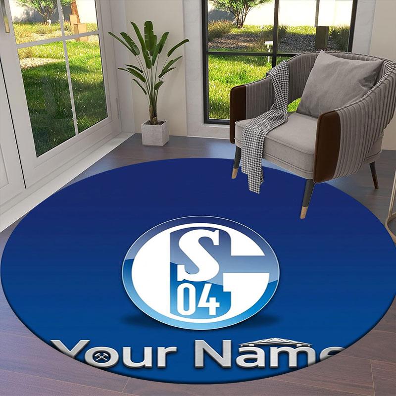FC Schalke 04 Custom Name Round Area Rug,Carpet Rug for Living Room Bedroom Sofa Playroom Decor,Non-slip Floor Mat