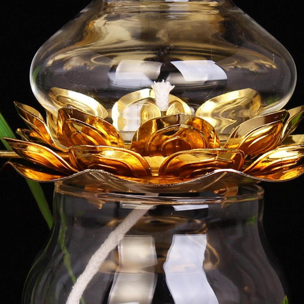 Oil Lamp Buddhist Accessories Candle Light Lotus Flower for Temple Holiday Ornaments