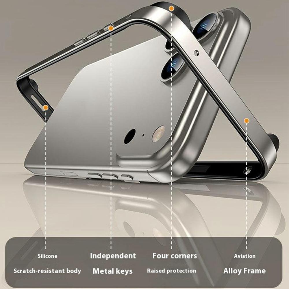 For iPhone 17 Pro Max Case Hollow Heat Dissipation Silicone Metal Bumper Phone Cover