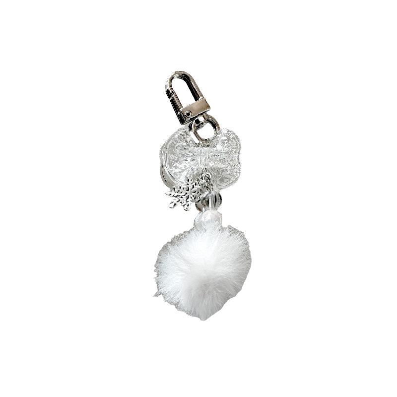1Pc Snowflake Keychain Bow Phone Chain Hair Ball Mao Qiu Keychain Pendant Snowflake Bead String Key Buckle Chain