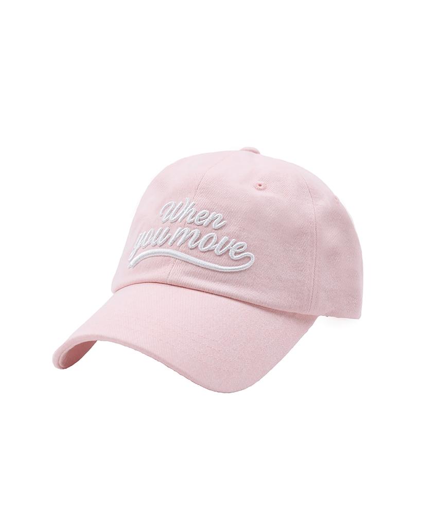 WHEN YOU MOVE Pigment Tail Logo Ball Cap Denim Pink