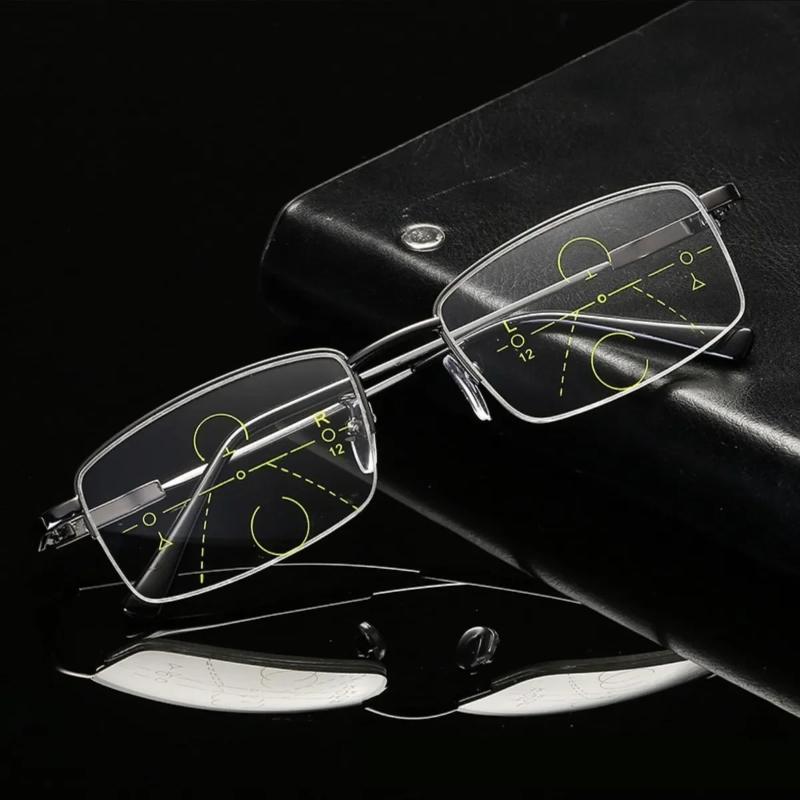 Anti Blue Light Blocking Ultralight Metal Titanium Memory Frame Progressive Multi Focus Designer Reading Glasses for Men Women