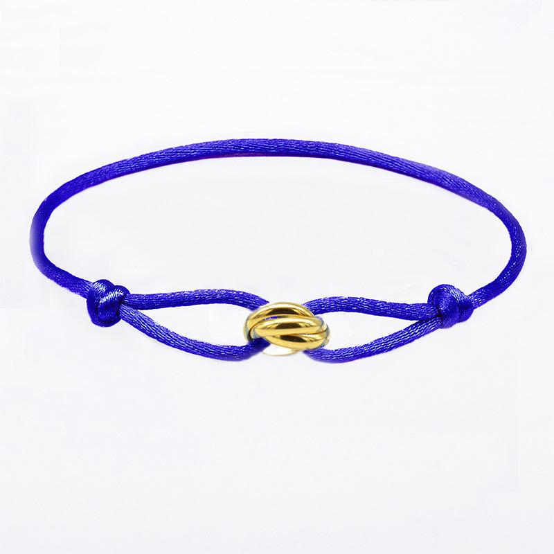 Dámský náramek Sailing Rope Tricolor In Black Cord náramek s kroužkem z nerezové oceli Vodotěsné šperky Boho pro ženy Nastavitelná délka s