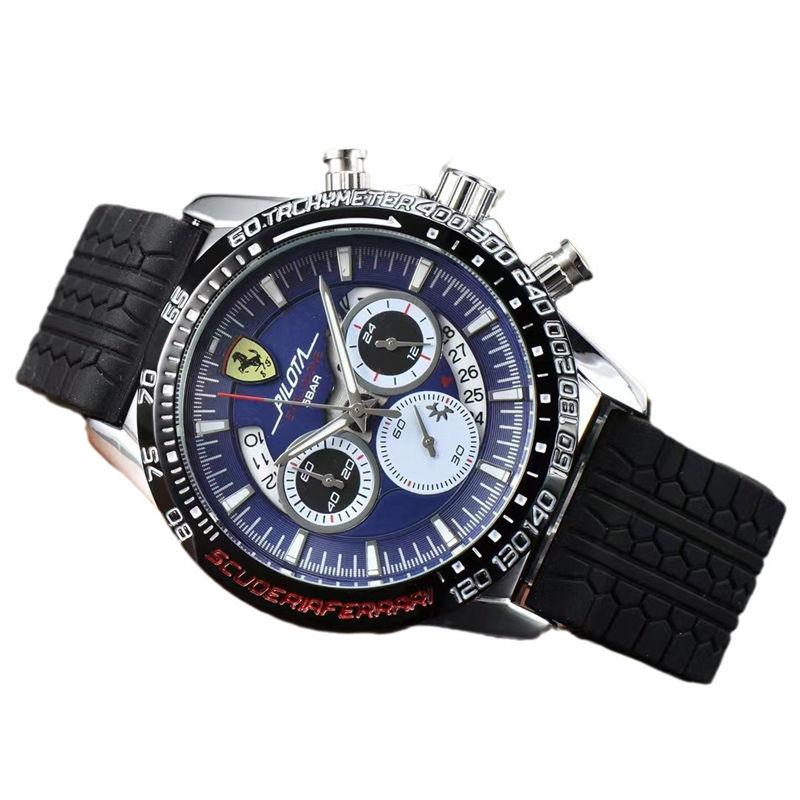 Men's Formula 1 Scuderia Ferrari 46mm Luxury Chronograph Silicone Watch Business Casual Sport Wristwatch