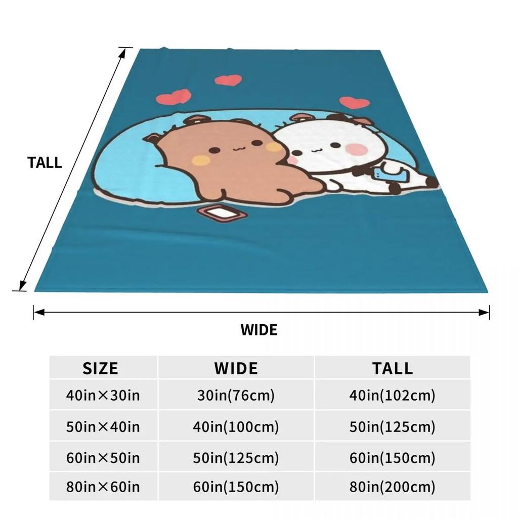 Bear And Panda Bubu Dudu Blanket Cute Cartoon Balloon Flannel Throw Blankets Bedroom Sofa Decoration Soft Warm Bedsprea