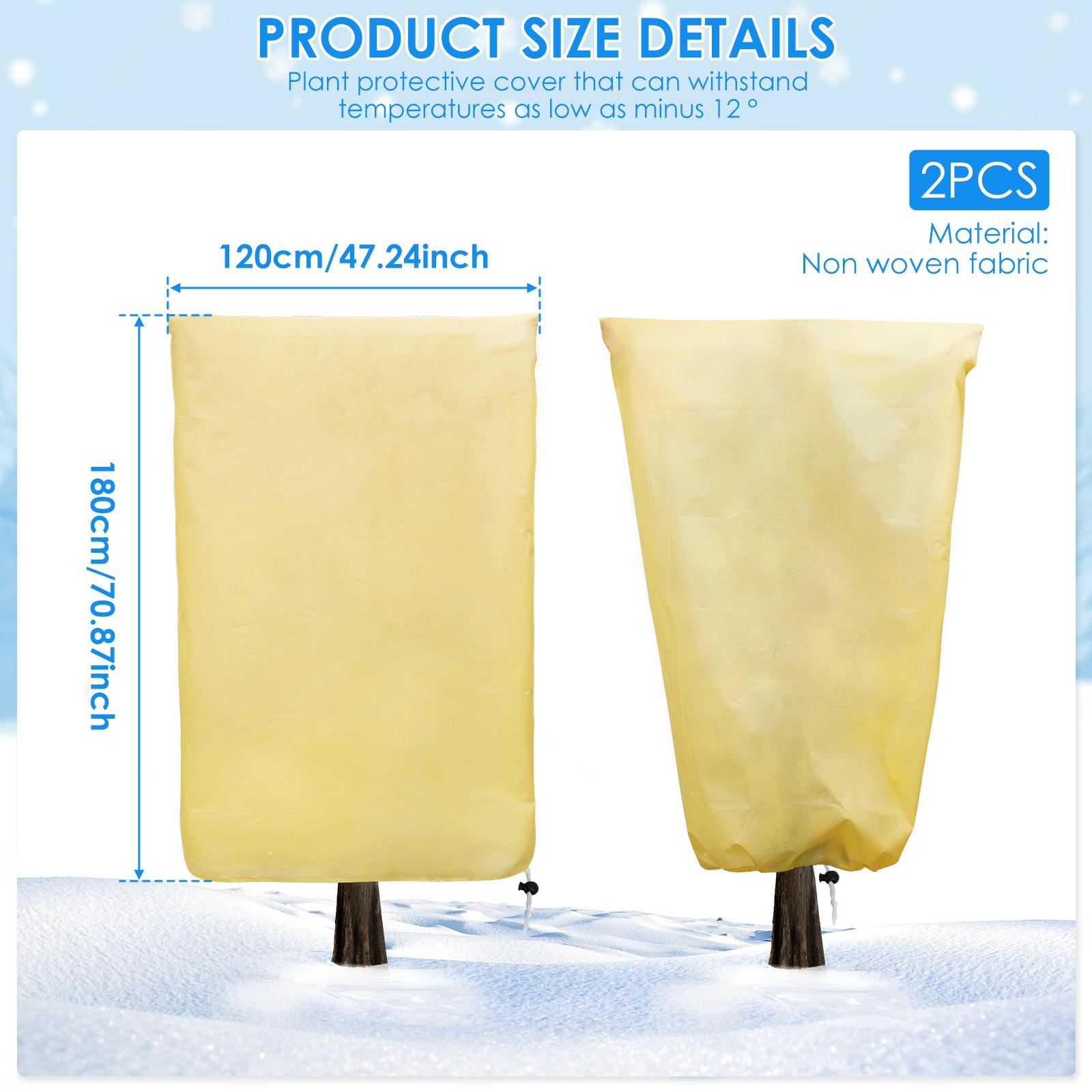 

2Pcs Plant Frost Protection Cover Non Woven Winter Warm Cover with Drawstring Tree Shrub Plant Protecting Bag Garden Accessories