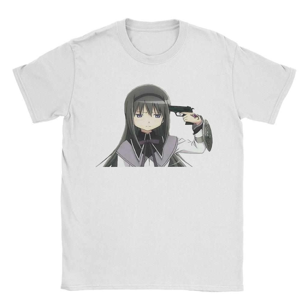 Puella Magi Madoka Magica Qbey Tshirts Men's Cotton Tops Priting Cute Kyubey Anime Round Neck Short Sleeve