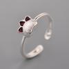 Copper Cat'S Paw Ring For Women Jewelry Finger Adjustable Open Ring For Party Birthday Gift