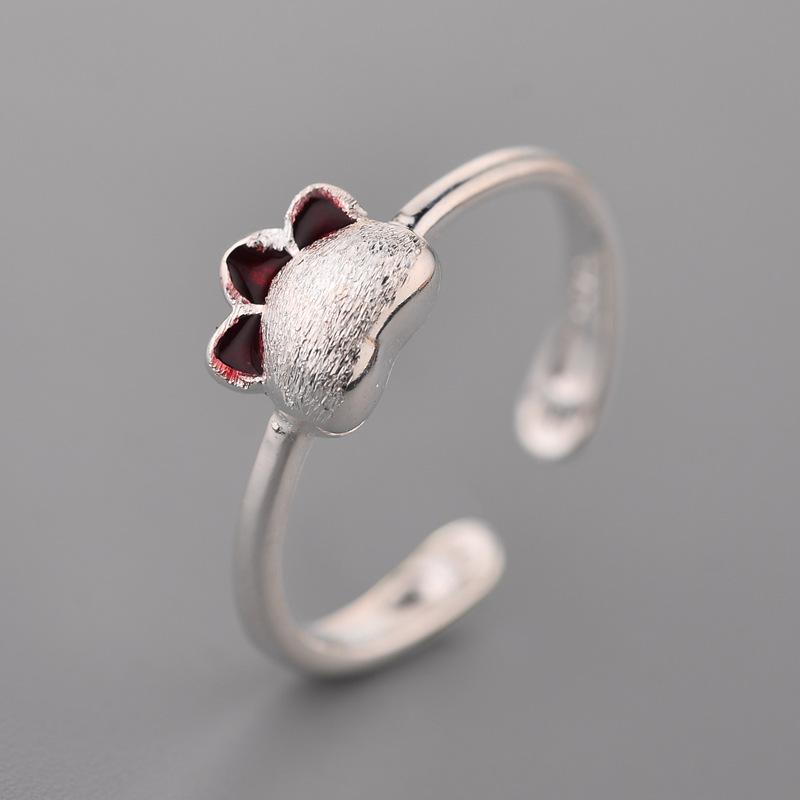 Copper Cat'S Paw Ring For Women Jewelry Finger Adjustable Open Ring For Party Birthday Gift