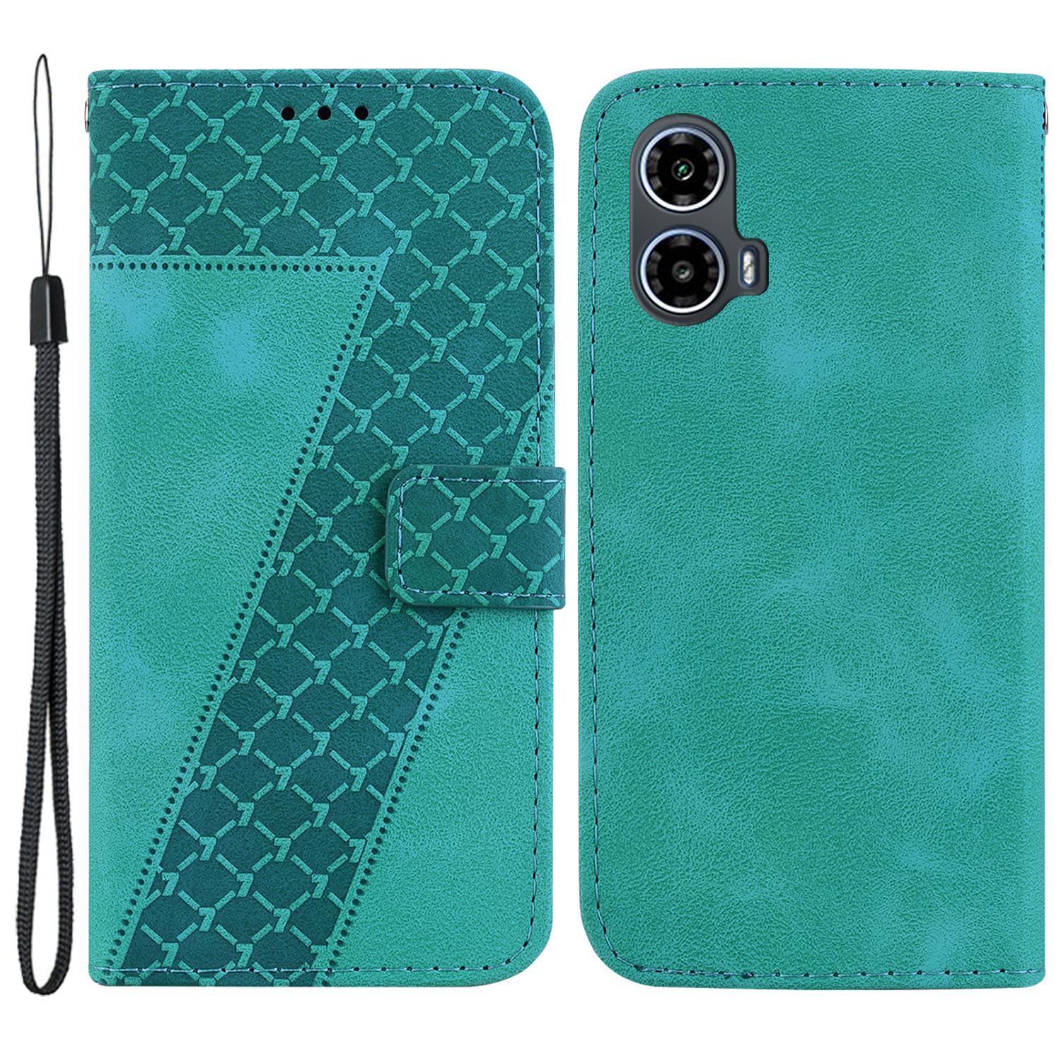 

For Motorola Moto G45 5G/G34 5G Leather Case Imprinted Wallet Stand Smartphone Anti-Drop Cover E