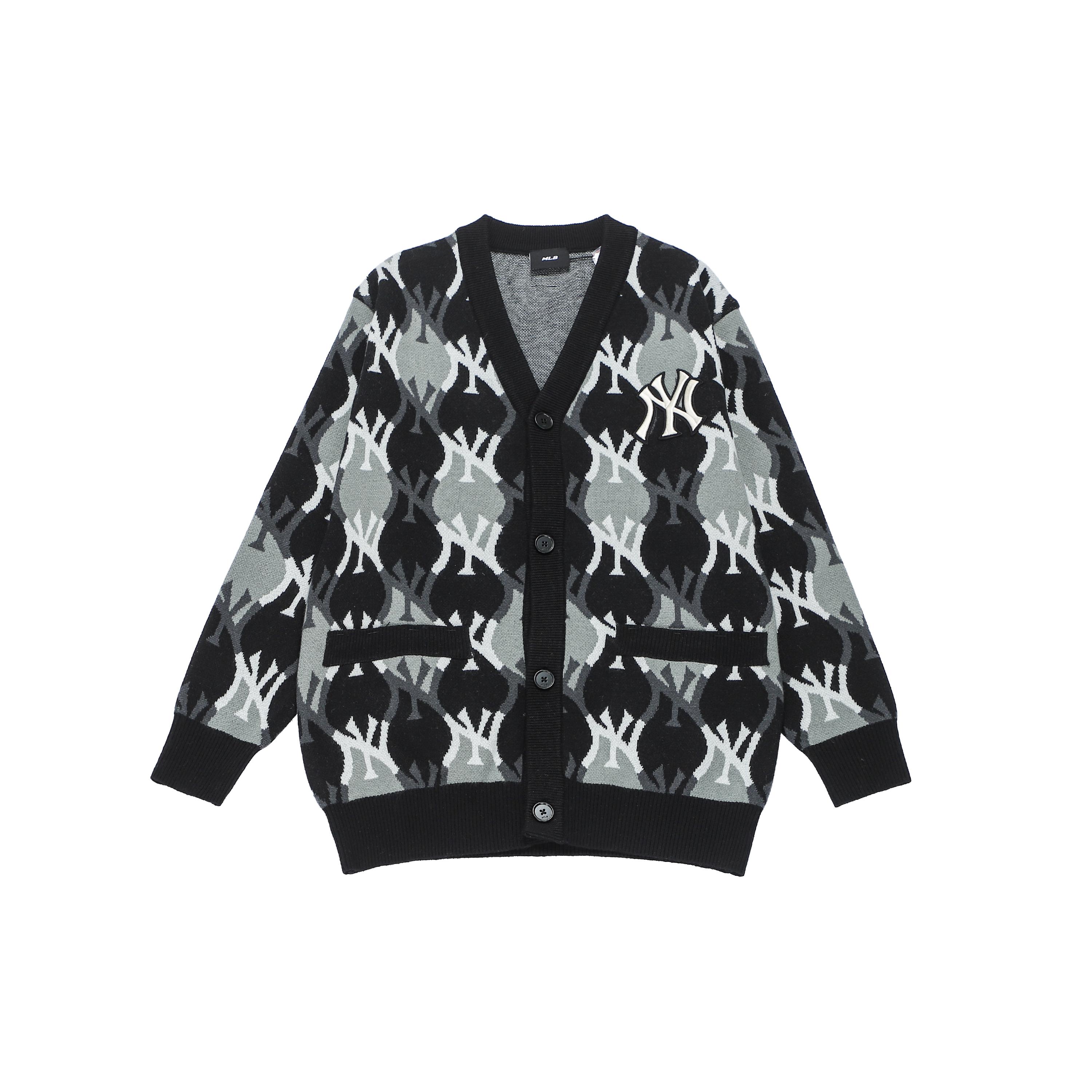 

New MLB Old Flower Cashmere Sweaters Unisex Black 3AKCY0224-50BKS XS