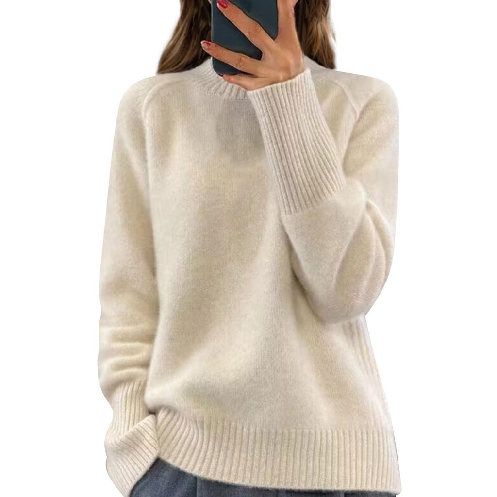 Damenmode Stehkragen Einfarbig Strickpullover Top Pullover Lässiger Pullover