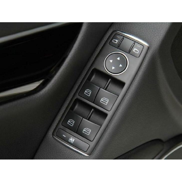 Black Titanium Window Lock Lift Panel Trim Frame Fit For Benz C-Class 2007-2014