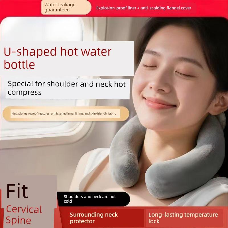 Hongte U-Shaped Water-Filled Hot Water Bag for Shoulder and Neck Heating, U-Shaped Cervical Spine Heating Pad for Warming Shoulders and Neck
