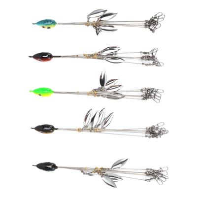 5 Stück Lure Angelmontagen Stahl Schirm Angeln Bass Köder Köder 18cm 4 Blätter Angelmontagen für