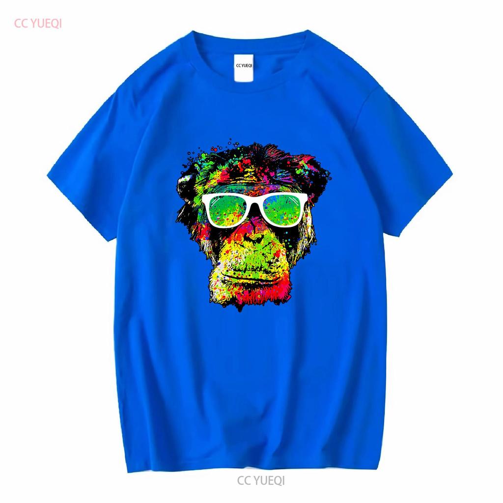 XtraFly Apparel Mens T Shirt Neon Monkey Chimp Gorilla Tie Dye Ape Crewneck vintage Washed Unisex Soft designer clothes Casual