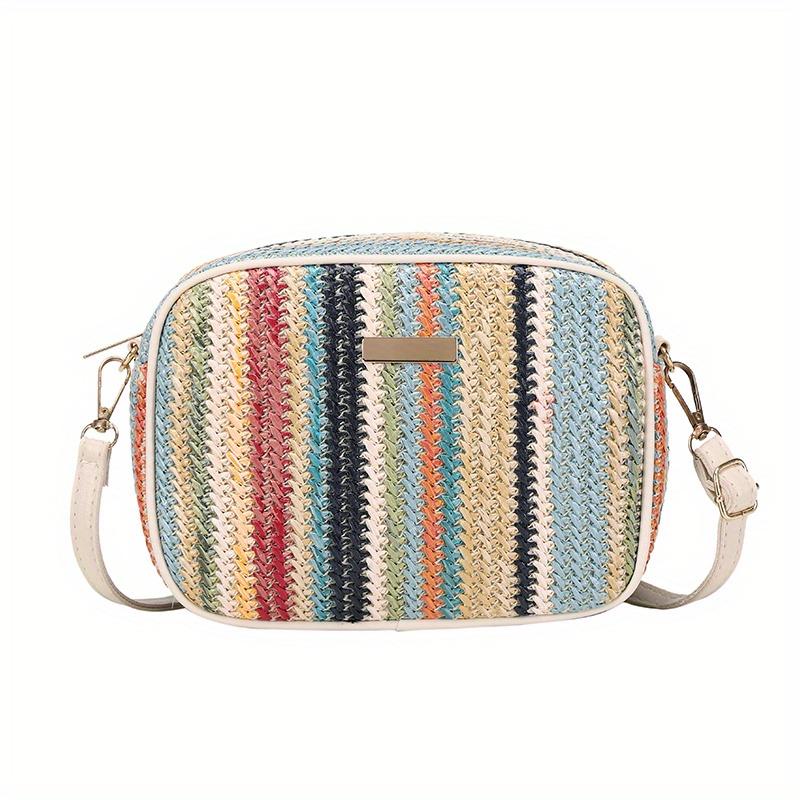 Stylish Colorful Square Bag, Trendy Zipper Shoulder Bag Crossbody Bag