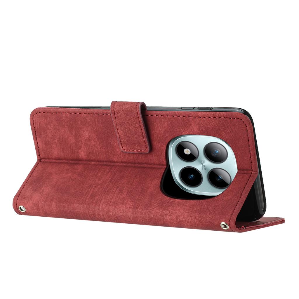 For iPhone 16 Pro Kickstand Case Bi-fold Card Bag PU Leather Coated TPU Cover Compatible with