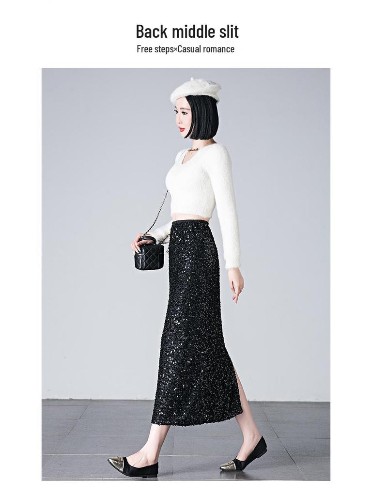 Brand High Waist Slimming Midi Skirt - Spring/Autumn Women's Back Slit Bodycon Style