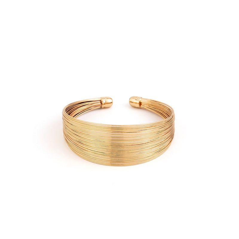 Multi-Layer Metal Wire Bracelet Female European American Summer New Niche Style Trendy Catwalk Show Model High-Key Dignified Decorations Gold